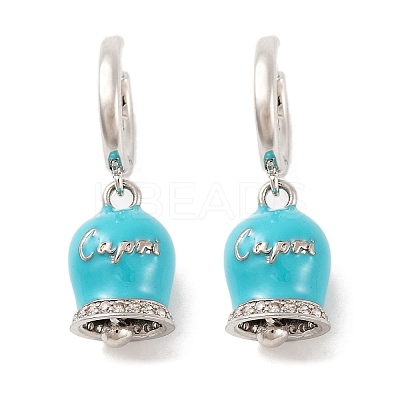 Bell Brass & Enamel Hoop Earrings for Women EJEW-U015-25P-J-1