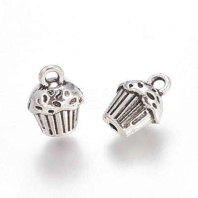Antique Silver Alloy Cake Pendants X-TIBEP-A113361-AS-LF-1