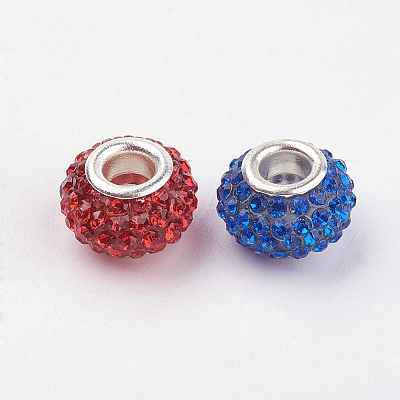 Grade A Rhinestone European Beads X-CPDL-H001-12x9mm-M-1