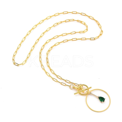 Teardrop Transparent Glass Pendant Necklaces NJEW-JN03038-01-1