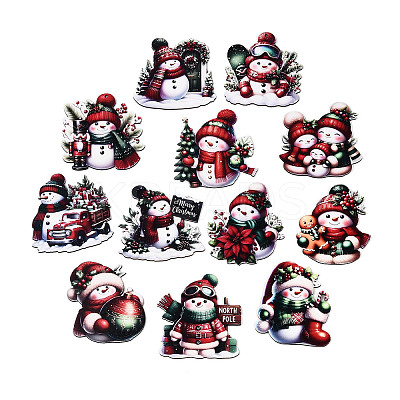 12Pcs Christmas UV Single Face Printed Wood Pendant Decorations WOOD-N020-25-1