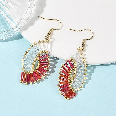 Glass Braided Beads Dangle Earrings EJEW-MZ00746-03-1