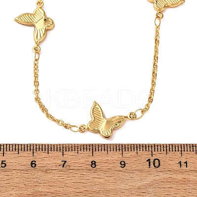 304 Stainless Steel Butterfly Link Chain Necklaces for Women NJEW-G178-05G-1