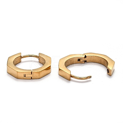 304 Stainless Steel Octagon Huggie Hoop Earrings STAS-J033-04A-G-1