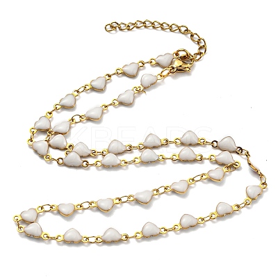 Ion Plating(IP) Golden 304 Stainless Steel Heart Link Chain Necklaces NJEW-E098-02G-06-1