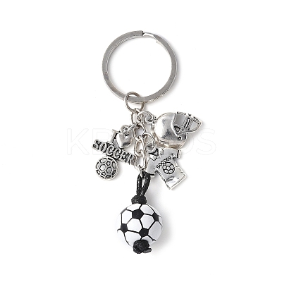 3Pcs Alloy & Wood Keychain KEYC-JKC01187-1