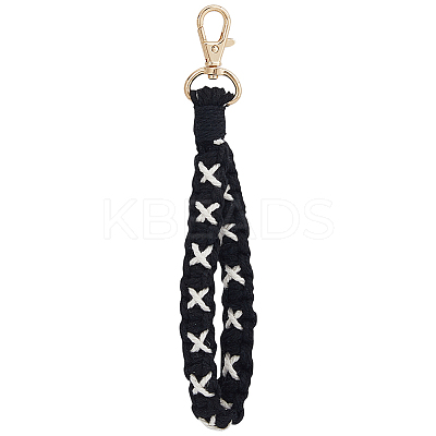 Cotton Handmade Braided Wrist Lanyard Pendant Decorations KEYC-WH0007-001C-1