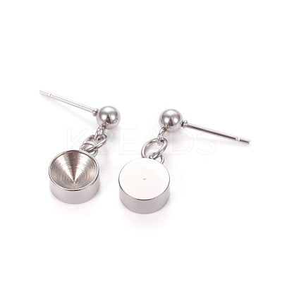 Non-Tarnish 201 Stainless Steel Stud Earring Settings STAS-L226-018E-P-1