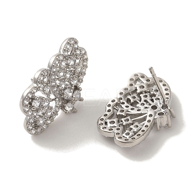 Rack Plating Brass Micro Pave Cubic Zirconia Studs Earrings EJEW-R162-18P-1
