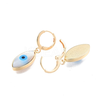 Shell & Synthetic Turquoise Horse Eye Dangle Leverback Earrings EJEW-N012-77-1