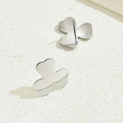 Fashionable 201 Stainless Steel Clover Stud Earrings OT0775-1