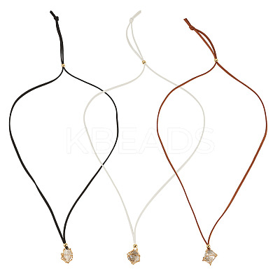 3Pcs Faux Suede Macrame Pouch Pendant Necklaces NJEW-TAC0052-01-1