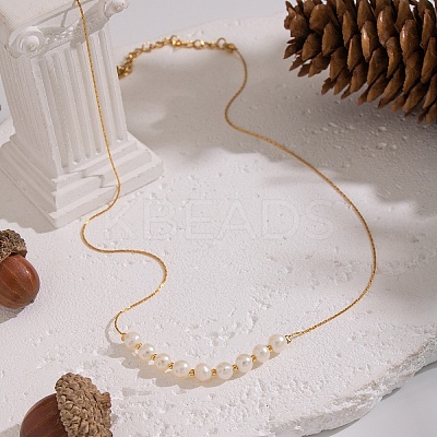 5MM Natural Freshwater Pearl Round Beaded Necklaces KK2160-1-1