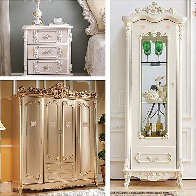 Natural Solid Wood Carved Onlay Applique Craft WOOD-FH0001-35-1