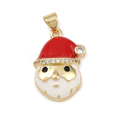 Christmas Brass Micro Pave Cubic Zirconia Enamel Pendants KK-B164-01G-02-1