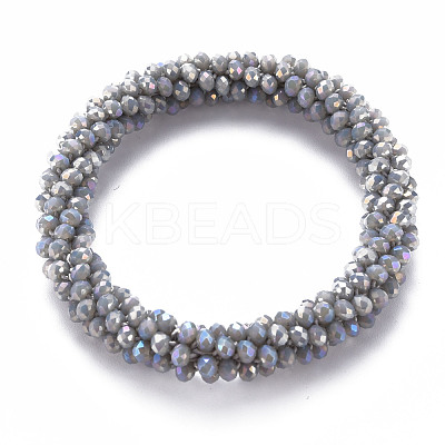 AB Color Plated Faceted Opaque Glass Beads Stretch Bracelets BJEW-S144-003D-10-1