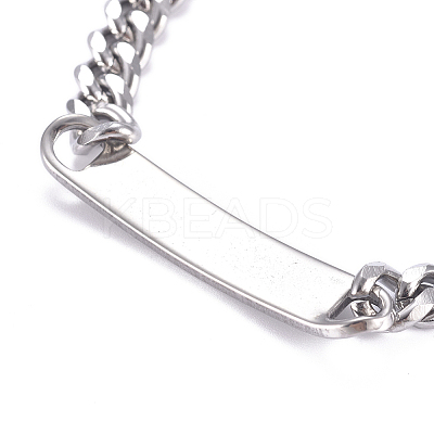 Tarnish Resistant 304 Stainless Steel Curb Chain ID Bracelets X-BJEW-G631-04P-1