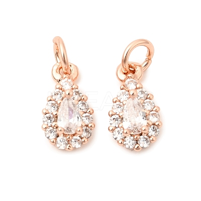 Brass Micro Pave Cubic Zirconia Charms RB-I077-15RG-RS-1