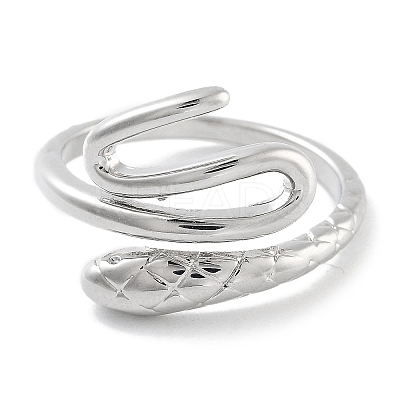 Snake Rack Plating Brass Open Cuff Rings for Women RJEW-Z059-22P-1