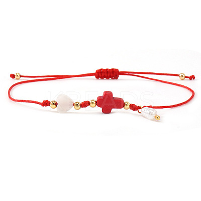 Plastic Imitation Pearl Charm Bracelets GR7958-5-1
