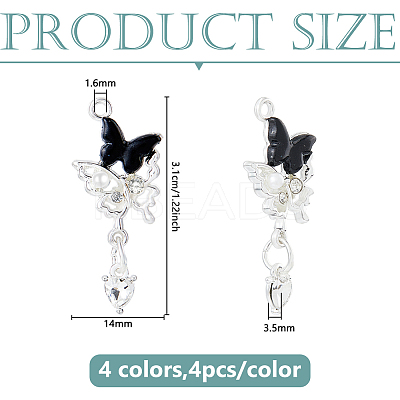16Pcs 4 Colors Alloy Resin Pendants FIND-DC0008-09-1