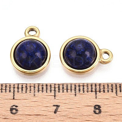 Dyed Natural Lapis Lazuli Half Round Charms STAS-N109-213D-G-1