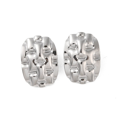 Oval 304 Stainless Steel Earrings EJEW-O004-17P-1