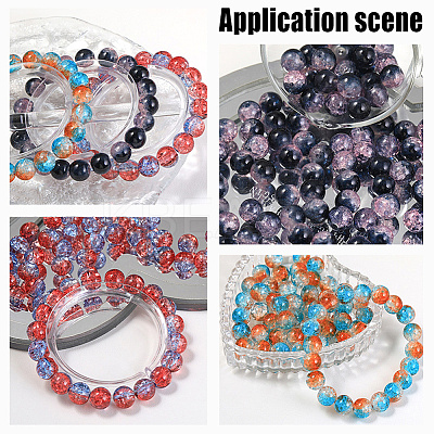200Pcs 8 Colors Two Tone Transparent Crackle Glass Beads GLAA-AR0001-44-1