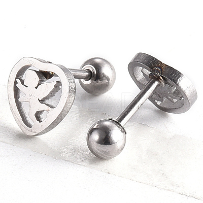 Tarnish Resistant 201 Stainless Steel Barbell Cartilage Earrings EJEW-R147-35-1