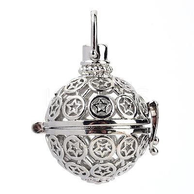 Rack Plating Brass Cage Pendants KK-S751-039P-1