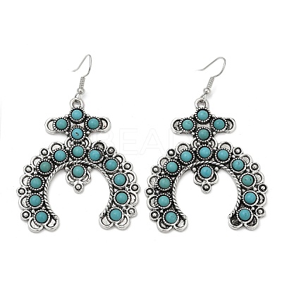 Alloy Synthetic Turquoise Dangle Earrings for Women EJEW-U053-10AS-02-1
