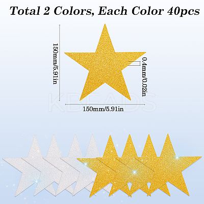 80Pcs 2 Colors Paper Glitter Star Wall Decoration AJEW-SP0001-12-1