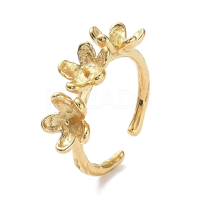 304 Stainless Steel Flower Open Cuff Ring Findings X-STAS-K263-04G-1