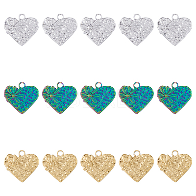 18Pcs 3 Colors 304 Stainless Steel Pendants STAS-DC0013-33-1