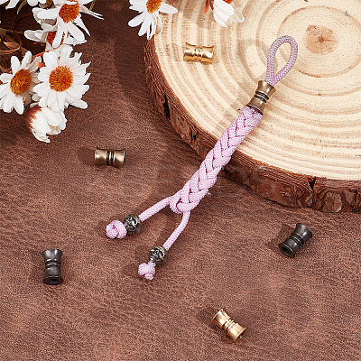 6Pcs 3 Colors Outdoor EDC Tool Brass Parachute Rope European Beads KK-NB0003-72A-1