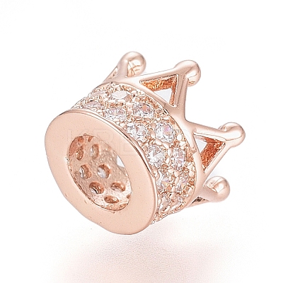 Brass Micro Pave Cubic Zirconia Beads ZIRC-G166-39RG-1