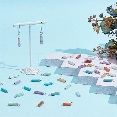 10Pcs 5 Styles Natural Lepidolite & New Jade & Flower Amazonite & Red Aventurine PALLOY-AR00012-1