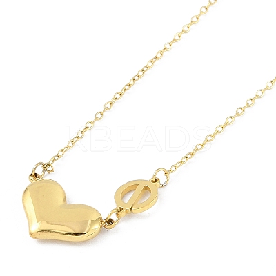 Ion Plating(IP) 304 Stainless Steel Heart Pendant Necklaces for Women NJEW-K276-12G-1