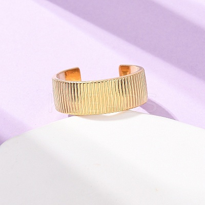 304 Stainless Steel Open Cuff Rings for Women RJEW-K309-31G-1