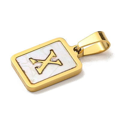 PVD Vacuum Plating 304 Stainless Steel Pave Natural White Shell Pendants STAS-S130-03G-X-1
