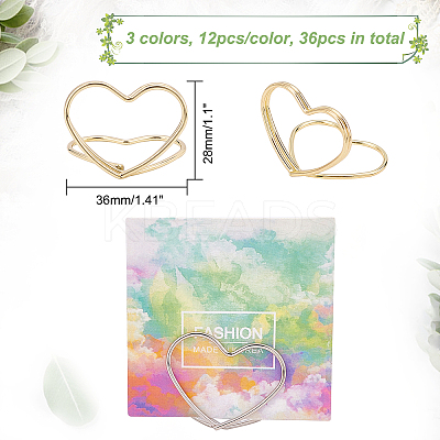 36Pcs 3 Colors Carbon Steel Place Card Holders AJEW-OC0002-29-1