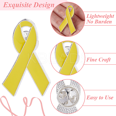 12Pcs October Breast Cancer Pink Awareness Ribbon Enamel Brooches JEWB-GF0001-41A-1
