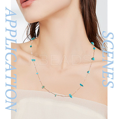 3m Natural Synthetic Turquoise Chips & ABS Plastic Imitation Pearl Beaded Chains Necklace Making Kits CHC-TA0001-30C-1