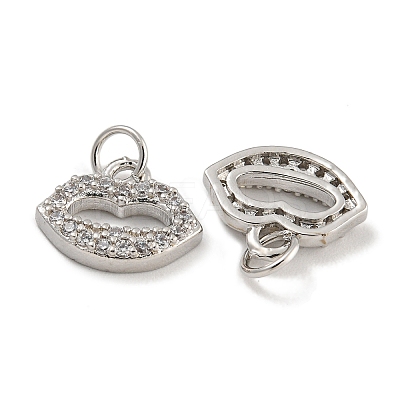 Rack Plating Brass Micro Pave Clear Cubic Zirconia Charms KK-U030-03P-1