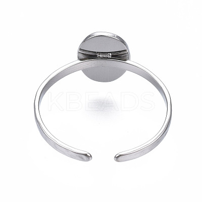 Non-Tarnish 304 Stainless Steel Open Cuff Finger Ring Cabochon Settings STAS-T060-11P-1