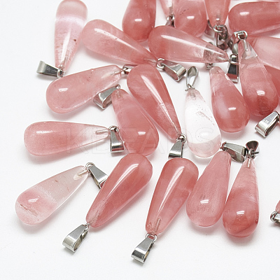 Cherry Quartz Glass Pendants G-T081-19-1