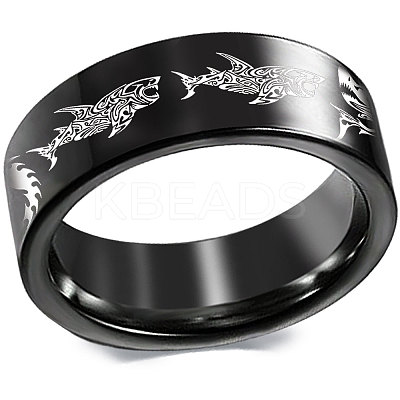 Shark Pattern 201 Stainless Steel Finger Rings FS-WG835B4-05-1