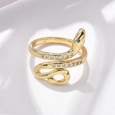 Brass Micro Pave Cubic Zirconia Finger Rings RJEW-C120-30C-G-1