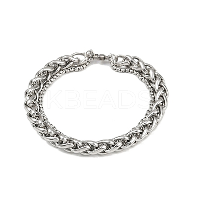 201 Stainless Steel Cuba Style Chian Bracelet for Men BJEW-B138-06P-04-1
