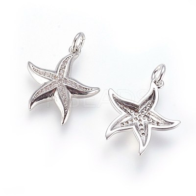 Brass Micro Pave Cubic Zirconia Pendants ZIRC-G150-05P-1